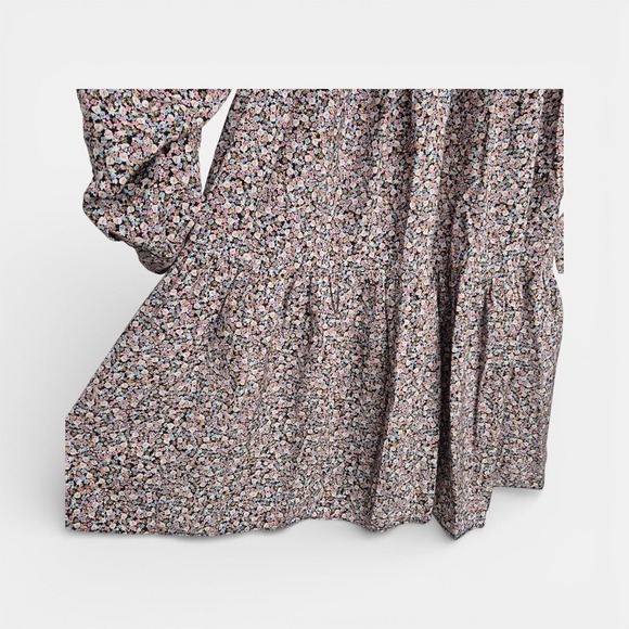 H&M Womens Size M Ditsy Floral Tiered Peplum Tunic Top V-Neck 3/4 Sleeve - Picture 5 of 8